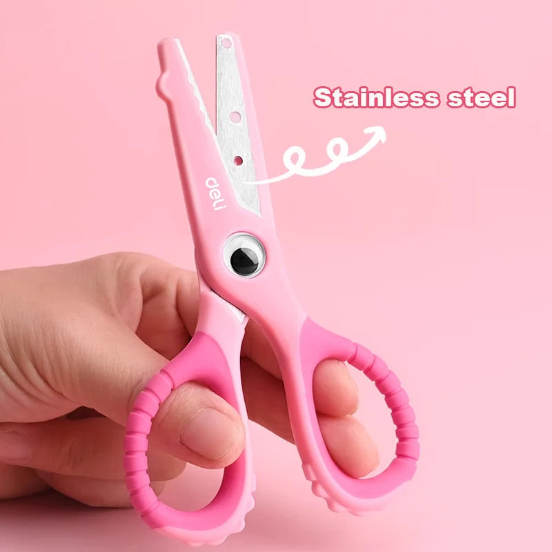 Deli Cartoon Safety Scissors for Children's DIY Handmade Craft Paper Cuttings School Stationery Small Shear Cute