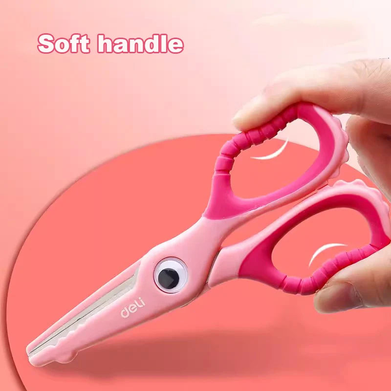 Deli Cartoon Safety Scissors for Children's DIY Handmade Craft Paper Cuttings School Stationery Small Shear Cute