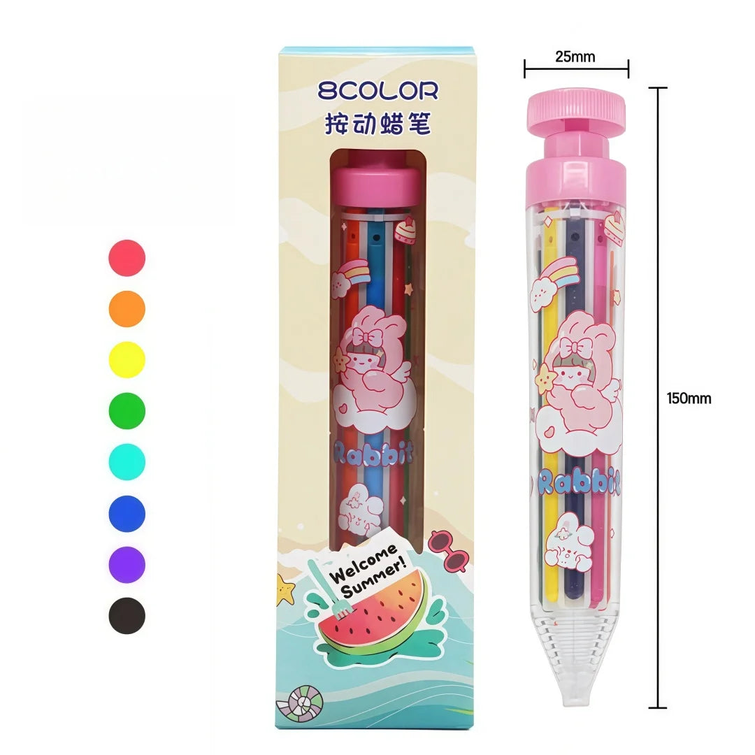 Wholesale Crayons That Don'T Stain Hands: 8-in-1 Rotating Multi-Color Crayons, Kids' Plastic 8-Color Push-Up Crayons