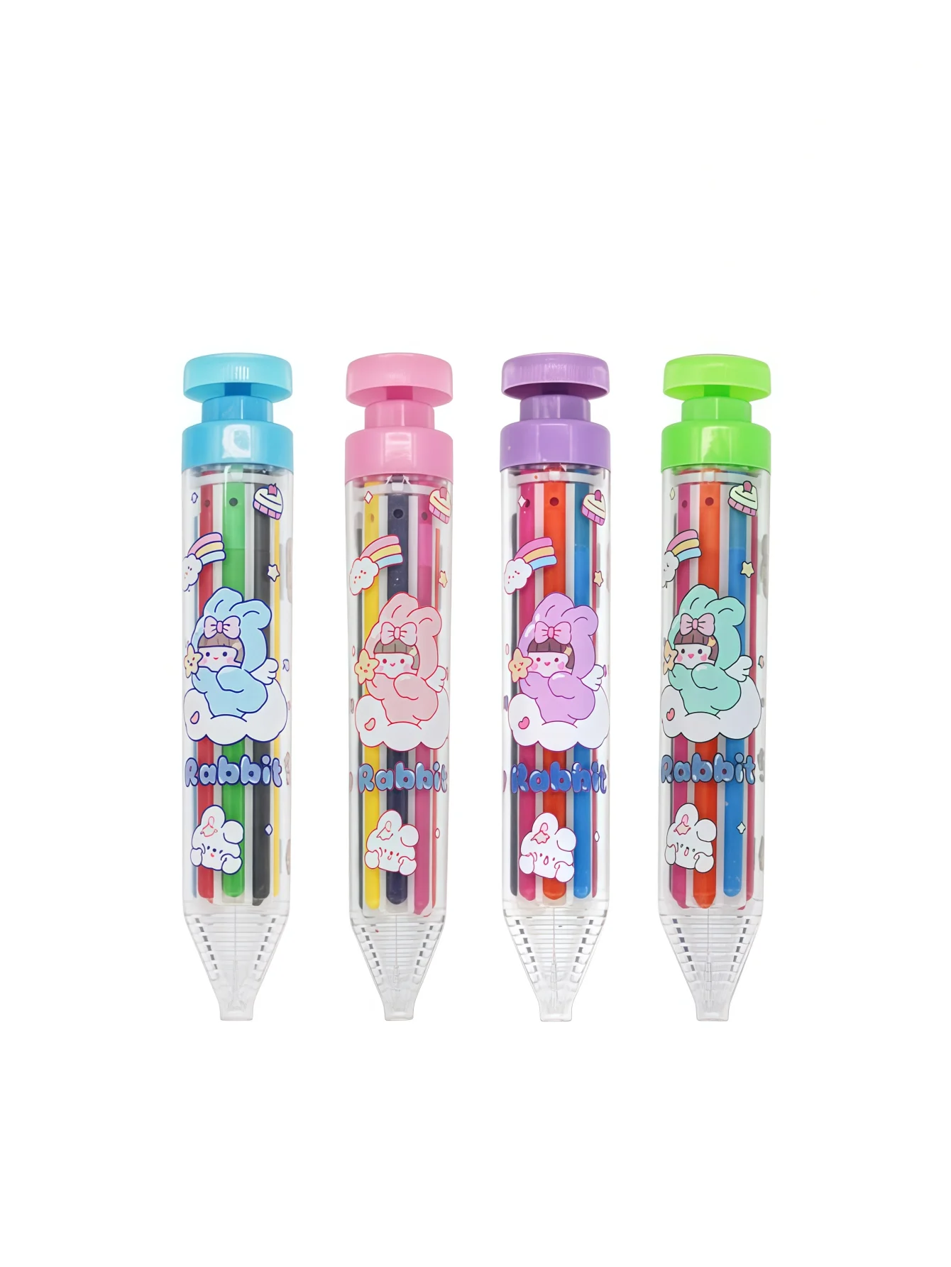 Wholesale Crayons That Don'T Stain Hands: 8-in-1 Rotating Multi-Color Crayons, Kids' Plastic 8-Color Push-Up Crayons