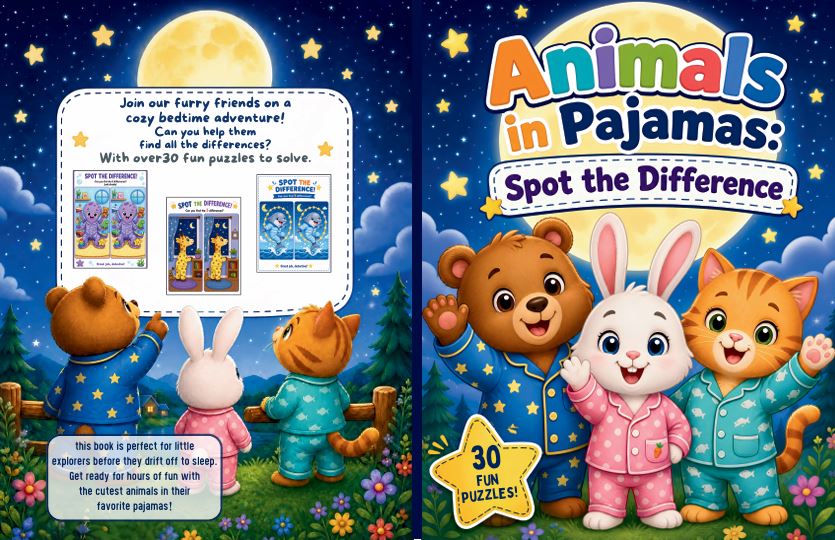 Animals in Pajamas: Spot the Difference – eBook &amp; Paper Book